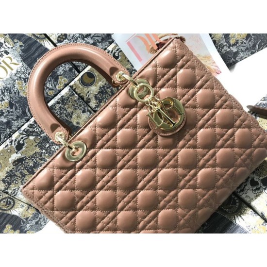 1:1 Replica Dior Lady Dior Large Quilted Lambskin Cannage Bag Brown Knockoff