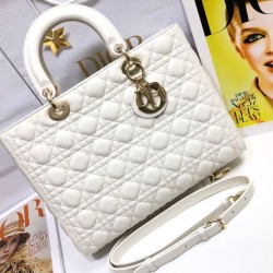 1:1 Replica Dior Lady Dior Large Quilted Lambskin Cannage Bag White Knockoff