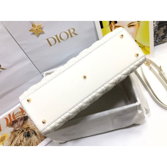 1:1 Replica Dior Lady Dior Large Quilted Lambskin Cannage Bag White Knockoff
