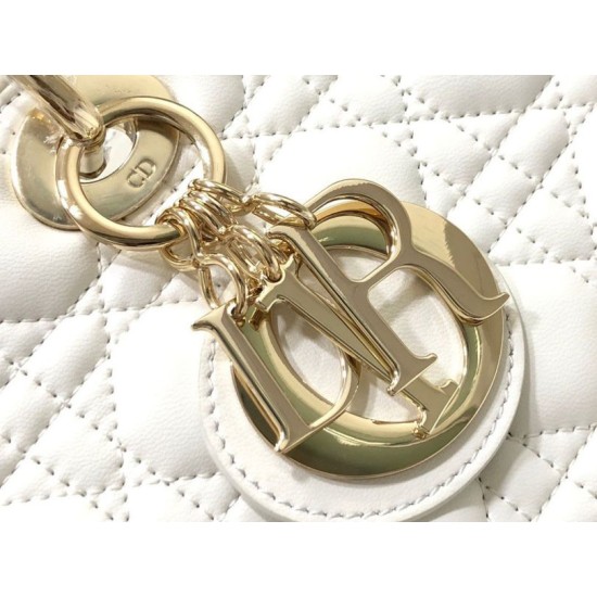 1:1 Replica Dior Lady Dior Large Quilted Lambskin Cannage Bag White Knockoff