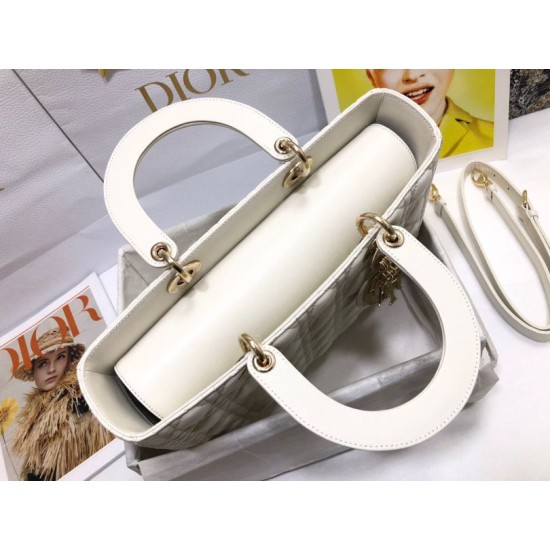 1:1 Replica Dior Lady Dior Large Quilted Lambskin Cannage Bag White Knockoff