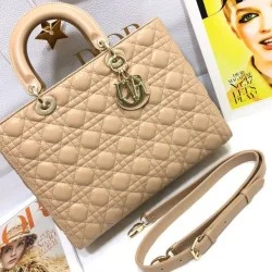 1:1 Replica Large Dior Lady Dior Quilted Lambskin Bag White Knockoff