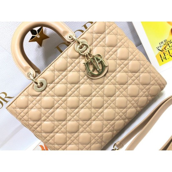 1:1 Replica Large Dior Lady Dior Quilted Lambskin Bag White Knockoff