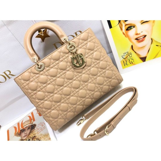 1:1 Replica Large Dior Lady Dior Quilted Lambskin Bag White Knockoff