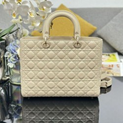 AAA Replica Large Dior Lady Dior Quilted Lambskin Bag Camel 1:1 Replica Large Dior Lady Dior Quilted Lambskin Bag Camel Knockoff