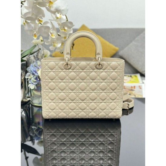 1:1 Replica Large Dior Lady Dior Quilted Lambskin Bag Camel Knockoff