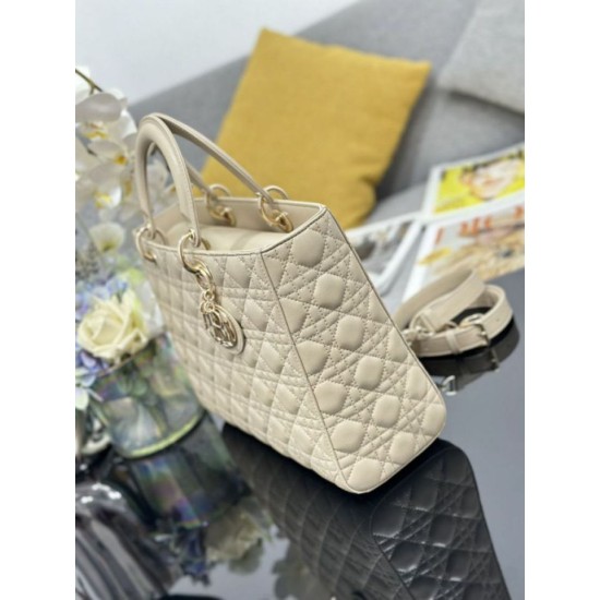 1:1 Replica Large Dior Lady Dior Quilted Lambskin Bag Camel Knockoff