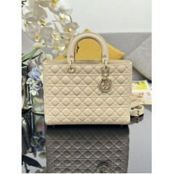1:1 Replica Large Dior Lady Dior Quilted Lambskin Bag Camel Knockoff