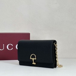 1:1 Replica Gucci Half Horsebit Chain Wallet 855654 Black Knockoff