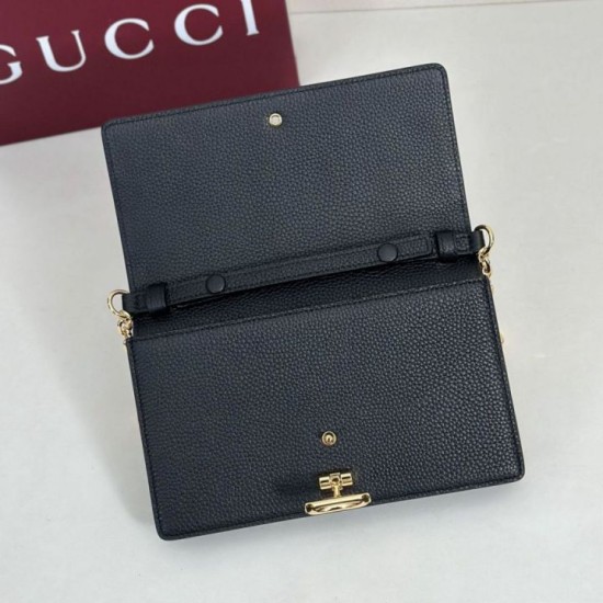 AAA Replica Gucci Half Horsebit Chain Wallet 855654 Black 1:1 Replica Gucci Half Horsebit Chain Wallet 855654 Black Knockoff