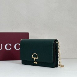 1:1 Replica Gucci Half Horsebit Chain Wallet 855654 Green Knockoff