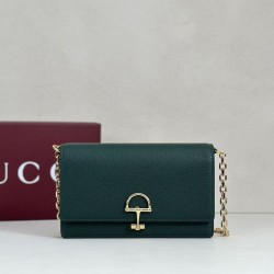1:1 Replica Gucci Half Horsebit Chain Wallet 855654 Green Knockoff