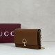 AAA Replica Gucci Half Horsebit Chain Wallet 855654 Brown 1:1 Replica Gucci Half Horsebit Chain Wallet 855654 Brown Knockoff