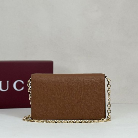 AAA Replica Gucci Half Horsebit Chain Wallet 855654 Brown 1:1 Replica Gucci Half Horsebit Chain Wallet 855654 Brown Knockoff