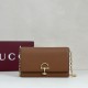 AAA Replica Gucci Half Horsebit Chain Wallet 855654 Brown 1:1 Replica Gucci Half Horsebit Chain Wallet 855654 Brown Knockoff