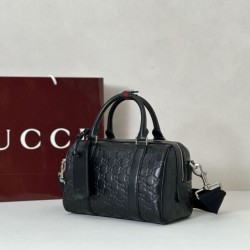 AAA Replica Gucci Men's Small GG Emblem Travel Bag 855789 Black 1:1 Replica Gucci Men's Small GG Emblem Travel Bag 855789 Black Knockoff