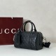 AAA Replica Gucci Men's Small GG Emblem Travel Bag 855789 Black 1:1 Replica Gucci Men's Small GG Emblem Travel Bag 855789 Black Knockoff