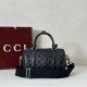 AAA Replica Gucci Men's Small GG Emblem Travel Bag 855789 Black 1:1 Replica Gucci Men's Small GG Emblem Travel Bag 855789 Black Knockoff