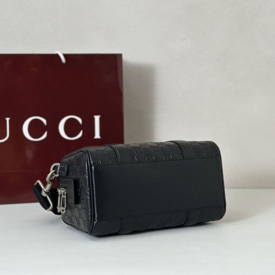 AAA Replica Gucci Men's Small GG Emblem Travel Bag 855789 Black 1:1 Replica Gucci Men's Small GG Emblem Travel Bag 855789 Black Knockoff