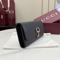 AAA Replica Gucci Half Horsebit Continental Wallet 848791 Black 1:1 Replica Gucci Half Horsebit Continental Wallet 848791 Black Knockoff