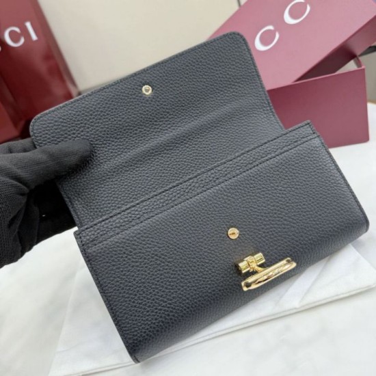 1:1 Replica Gucci Half Horsebit Continental Wallet 848791 Black Knockoff