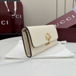 1:1 Replica Gucci Half Horsebit Continental Wallet 848791 White Knockoff