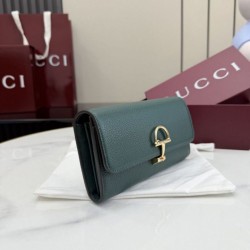 1:1 Replica Gucci Half Horsebit Continental Wallet 848791 Green Knockoff
