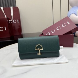 1:1 Replica Gucci Half Horsebit Continental Wallet 848791 Green Knockoff