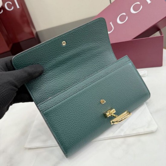 1:1 Replica Gucci Half Horsebit Continental Wallet 848791 Green Knockoff
