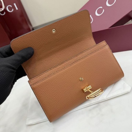 1:1 Replica Gucci Half Horsebit Continental Wallet 848791 Brown Knockoff