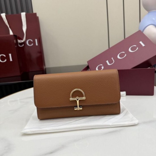 1:1 Replica Gucci Half Horsebit Continental Wallet 848791 Brown Knockoff