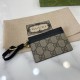 1:1 Replica Gucci GG Emblem Card Holder with Strap 819121 Black Knockoff