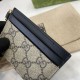 1:1 Replica Gucci GG Emblem Card Holder with Strap 819121 Black Knockoff