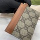 1:1 Replica Gucci GG Emblem Card Holder with Strap 819121 Brown Knockoff