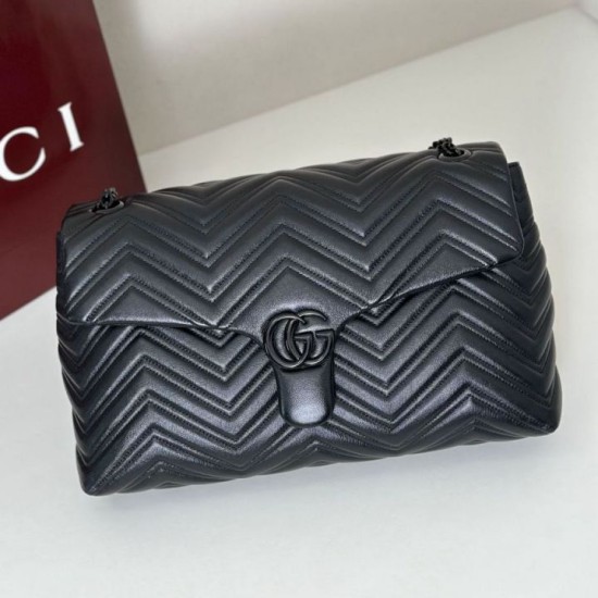 AAA Replica GG Marmont Large Crossbody Bag 850659 Black 1:1 Replica GG Marmont Large Crossbody Bag 850659 Black Knockoff