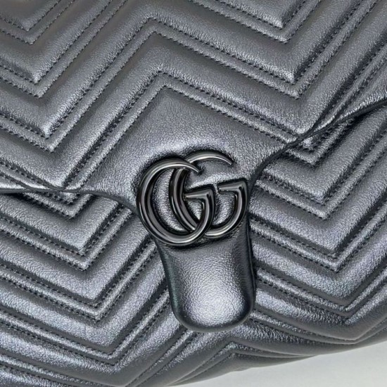 AAA Replica GG Marmont Large Crossbody Bag 850659 Black 1:1 Replica GG Marmont Large Crossbody Bag 850659 Black Knockoff