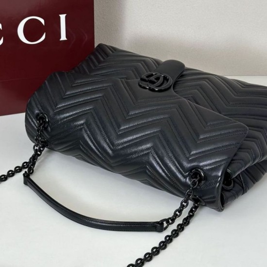 AAA Replica GG Marmont Large Crossbody Bag 850659 Black 1:1 Replica GG Marmont Large Crossbody Bag 850659 Black Knockoff