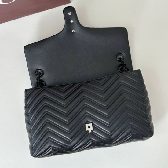 AAA Replica GG Marmont Large Crossbody Bag 850659 Black 1:1 Replica GG Marmont Large Crossbody Bag 850659 Black Knockoff