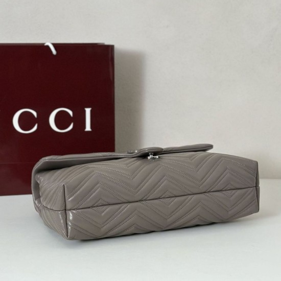 AAA Replica GG Marmont Large Crossbody Bag 850659 Grey 1:1 Replica GG Marmont Large Crossbody Bag 850659 Grey Knockoff
