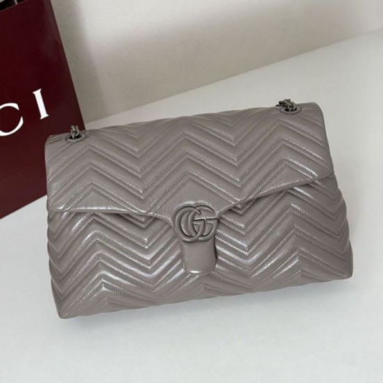 AAA Replica GG Marmont Large Crossbody Bag 850659 Grey 1:1 Replica GG Marmont Large Crossbody Bag 850659 Grey Knockoff