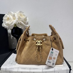 1:1 Replica Chanel 25 Mini Quilted Satchel AS5631 Brown Suede Knockoff