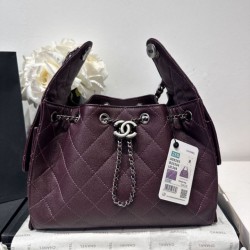 1:1 Replica Chanel 25S Hobo Bag AS5293 Grained Calfskin Purple Knockoff