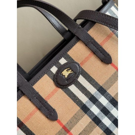 AAA Replica Burberry Mini Reversible Bloomsbury Check Tote Bag Black/Brown 1:1 Replica Burberry Mini Reversible Bloomsbury Check Tote Bag Black/Brown Knockoff