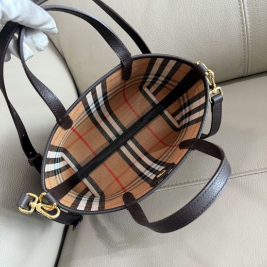 AAA Replica Burberry Mini Reversible Bloomsbury Check Tote Bag Black/Brown 1:1 Replica Burberry Mini Reversible Bloomsbury Check Tote Bag Black/Brown Knockoff