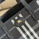 AAA Replica Burberry Mini Reversible Bloomsbury Check Tote Bag Black/Blue 1:1 Replica Burberry Mini Reversible Bloomsbury Check Tote Bag Black/Blue Knockoff