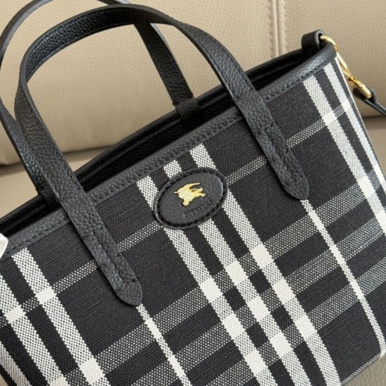 AAA Replica Burberry Mini Reversible Bloomsbury Check Tote Bag Black/Blue 1:1 Replica Burberry Mini Reversible Bloomsbury Check Tote Bag Black/Blue Knockoff