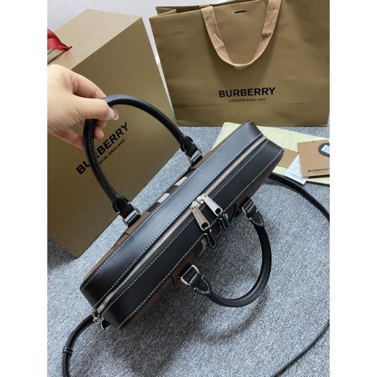1:1 Replica Burberry Ainsworth Check Briefcase Dark Birch Brown Knockoff