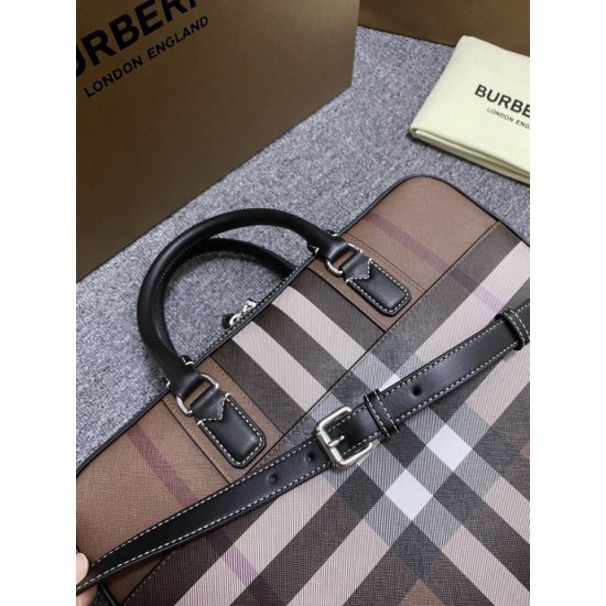 1:1 Replica Burberry Ainsworth Check Briefcase Dark Birch Brown Knockoff