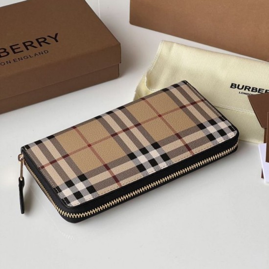 1:1 Replica Burberry Vintage Check E-canvas Zip Around Wallet Knockoff
