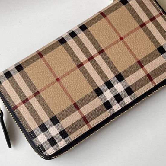 1:1 Replica Burberry Vintage Check E-canvas Zip Around Wallet Knockoff